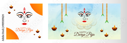 happy Dugra puja wishing post designs vector file background