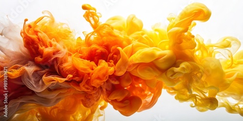 Abstract Swirling Orange and Yellow Ink in Water, abstract, watercolor ,ink swirling