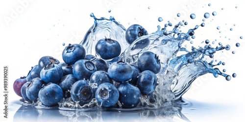 Wallpaper Mural Blueberries Splashing in Water, Fresh, Summer , blueberries, splash, water Torontodigital.ca