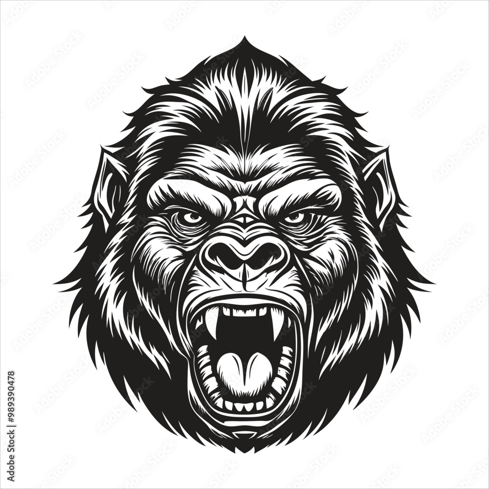 Obraz premium The Angry Gorillaz Black and White Vector