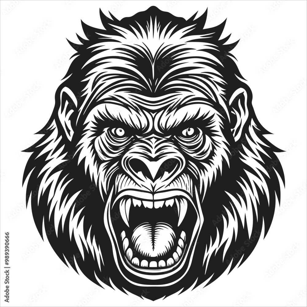 Fototapeta premium The Angry Gorillaz Black and White Vector