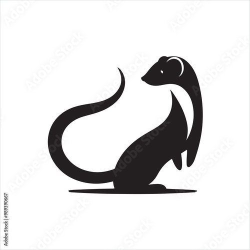 weasel silhouette on white background
