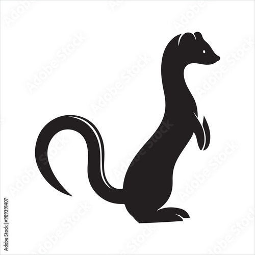 weasel silhouette on white background

