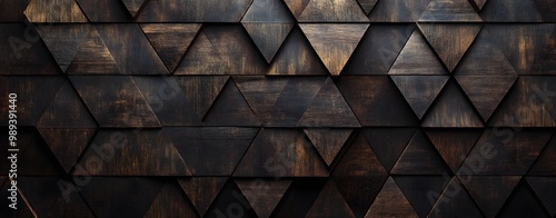 Dark Wood Triangle Pattern Wall