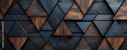 Dark Wood Triangle Pattern Wall - Abstract Geometric Texture