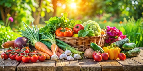 Fresh Harvest Basket Full of Colorful Vegetables, Garden Produce, Summer Bounty, vegetables, harvest