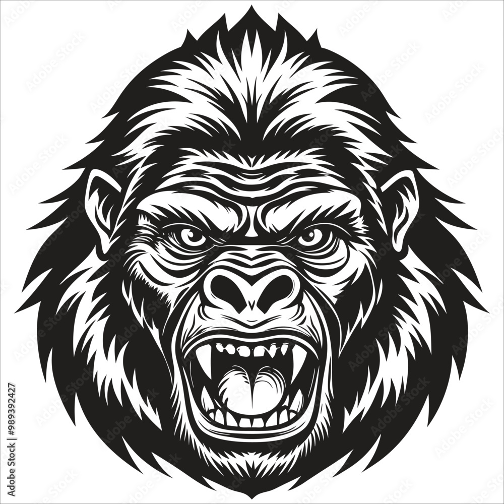 The Angry Gorillaz Black and White Vector The Angry Gorillaz Black and White Vector
