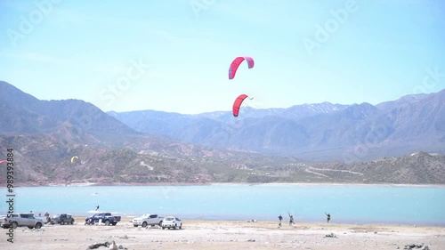 kite surfing on the beach