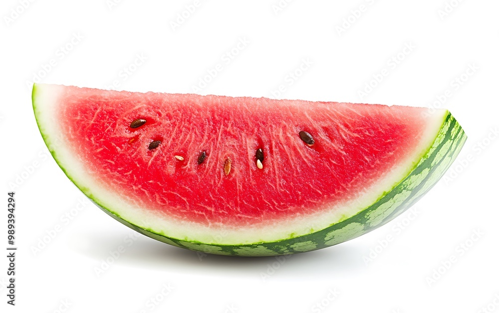 Refreshing Chilled Watermelon Slice on Clean White Background, Juicy Summer Fruit Photography Refreshing Chilled Watermelon Slice on Clean White Background, Juicy Summer Fruit Photography