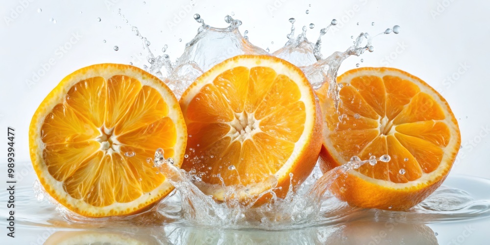Orange Slices Splashing in Water, Fresh, Citrus ,orange, water splash Orange Slices Splashing in Water, Fresh, Citrus ,orange, water splash