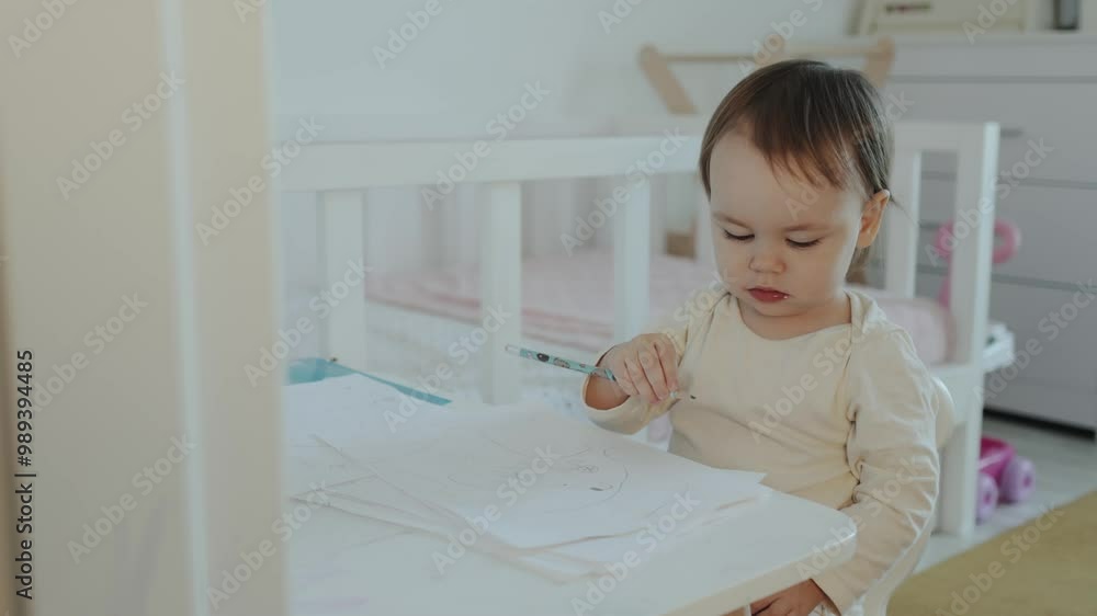 A Toddler Engaged in Creative Play and Exploration Activities at Home with Joyful Innocence A Toddler Engaged in Creative Play and Exploration Activities at Home with Joyful Innocence