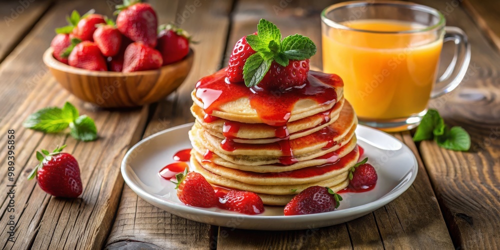 Breakfast Pancakes with Strawberry Topping, breakfast, pancakes, recipe, strawberries Breakfast Pancakes with Strawberry Topping, breakfast, pancakes, recipe, strawberries