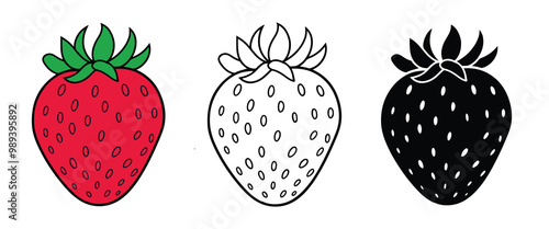 vector of silhouette, illustration and silhouette of  strawberry