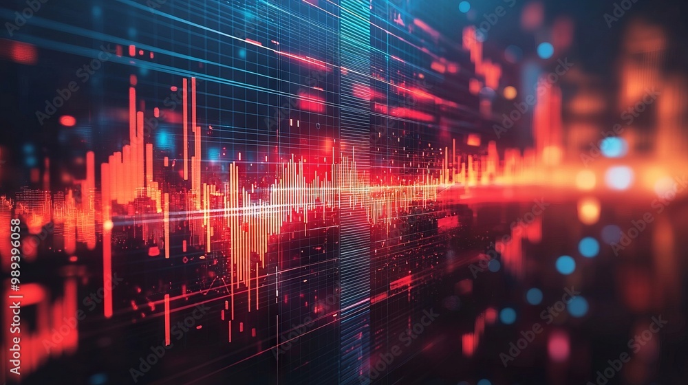 Abstract financial data visualization in red Abstract financial data visualization in red