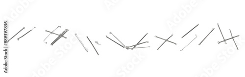 Set staples isolated on white, clipping path, top