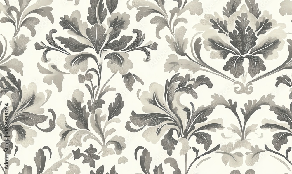 Light gray and light green floral pattern on a light beige background Light gray and light green floral pattern on a light beige background
