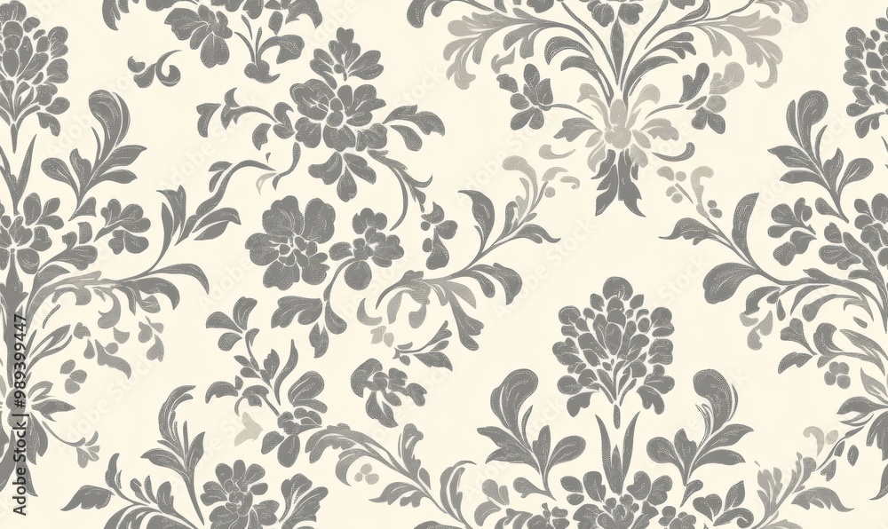 Light gray and light green floral pattern on a light beige background Light gray and light green floral pattern on a light beige background