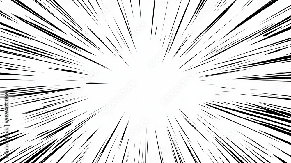 Obraz premium A transparent comic manga background with a swirling, radial frame that gives a sense of speed and action. It's like an explosion or a superhero zooming, with lines that show the force and movement.