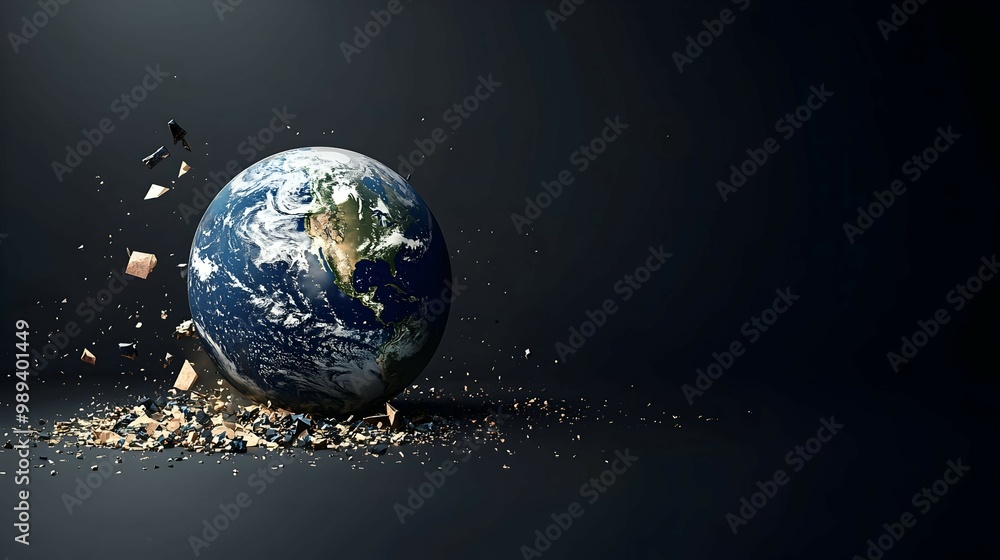 Obraz premium Shattered Earth Globe Climate Change