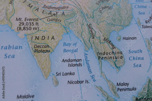 Slika na platnu Bay of bengal on a map