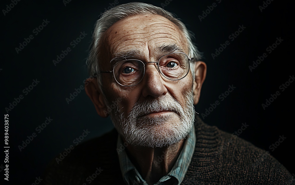 Contemplative Elderly Man Reflecting on Life Experiences with a Penetrating Gaze Contemplative Elderly Man Reflecting on Life Experiences with a Penetrating Gaze