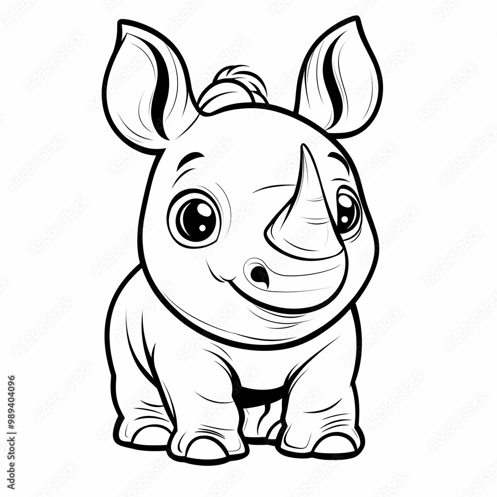 Naklejka premium Cute Cartoon Rhino Illustration