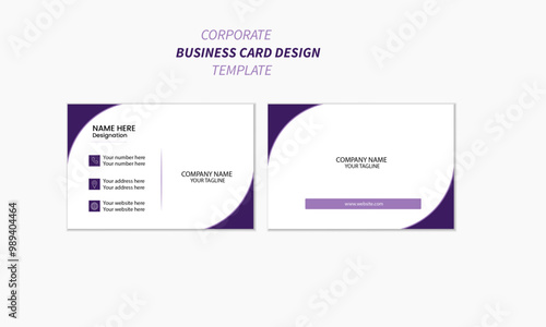 professional modern and minimal business card design, purple business card template
