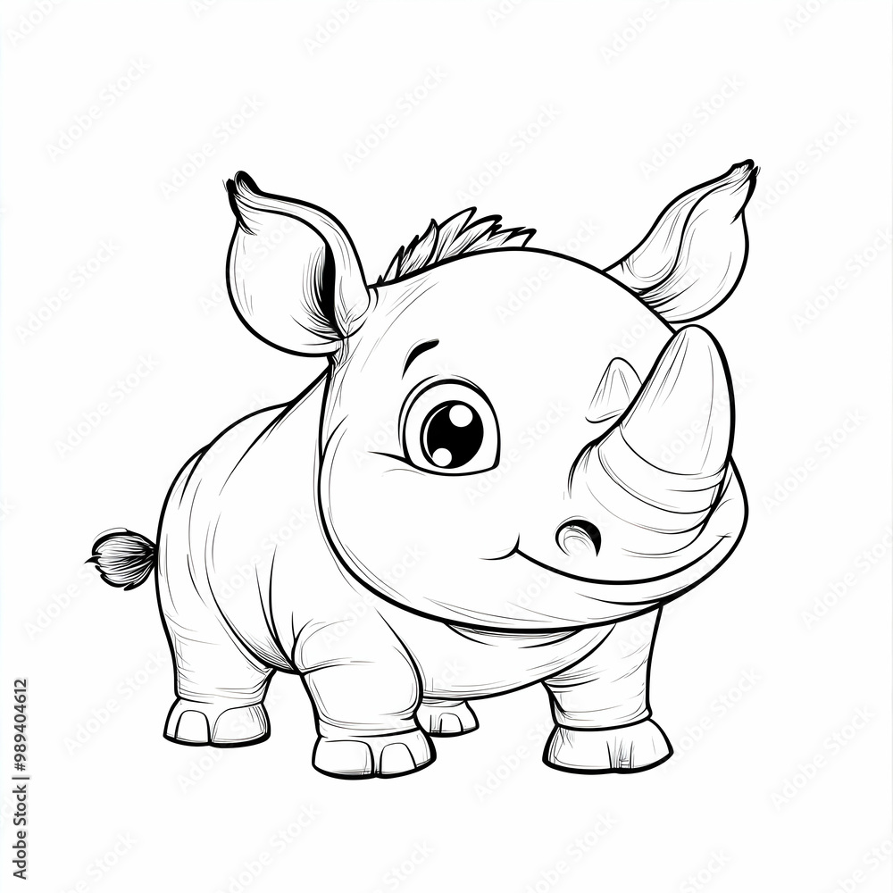 Naklejka premium Cute Cartoon Rhino Illustration