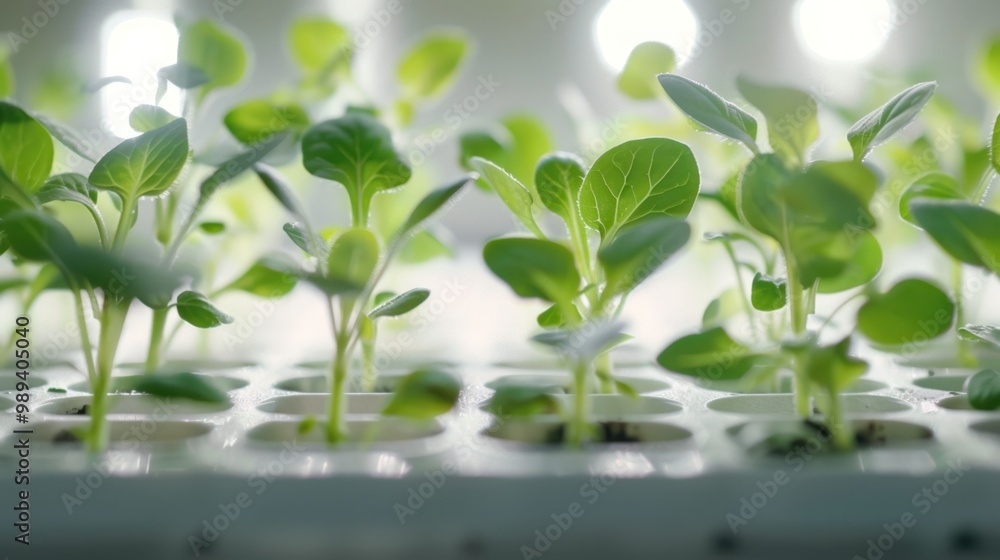 Close-up of Fresh Green Seedlings in Hydroponic Tray Close-up of Fresh Green Seedlings in Hydroponic Tray