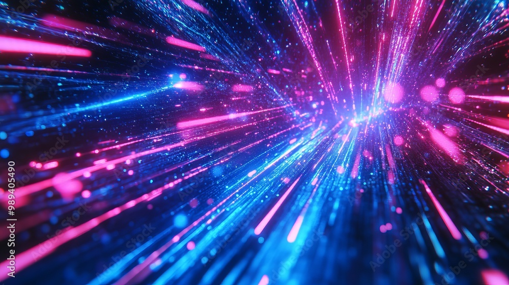 A digital metaverse background in neon blue and pink, highlighting cyber information, speed, and innovation in AI, big data, and future internet network connections A digital metaverse background in neon blue and pink, highlighting cyber information, speed, and innovation in AI, big data, and future internet network connections