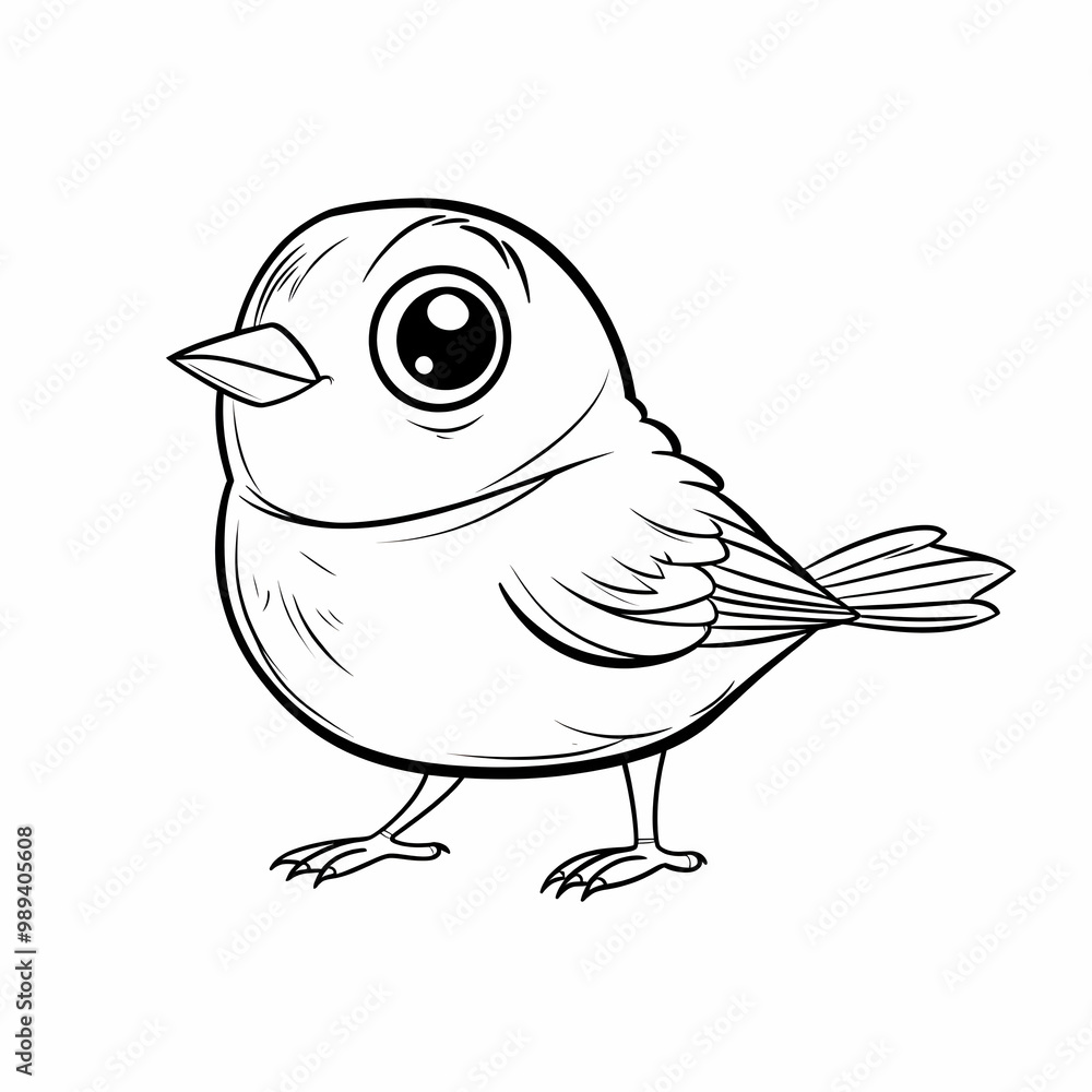 Obraz premium Cute Bird Illustration with Big Eyes