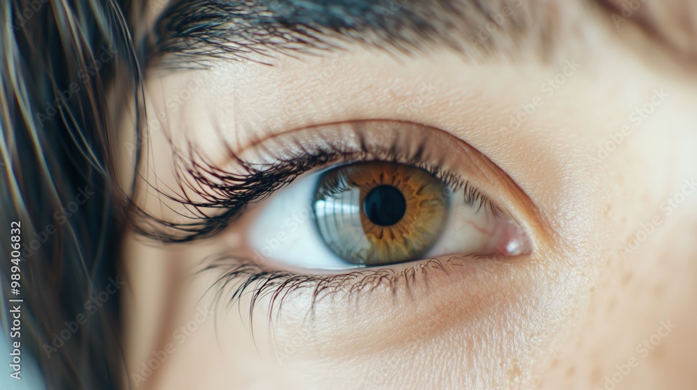 Obraz premium 日本の目のクローズアップ：印刷物やカードのデザインに春の精神を取り入れる