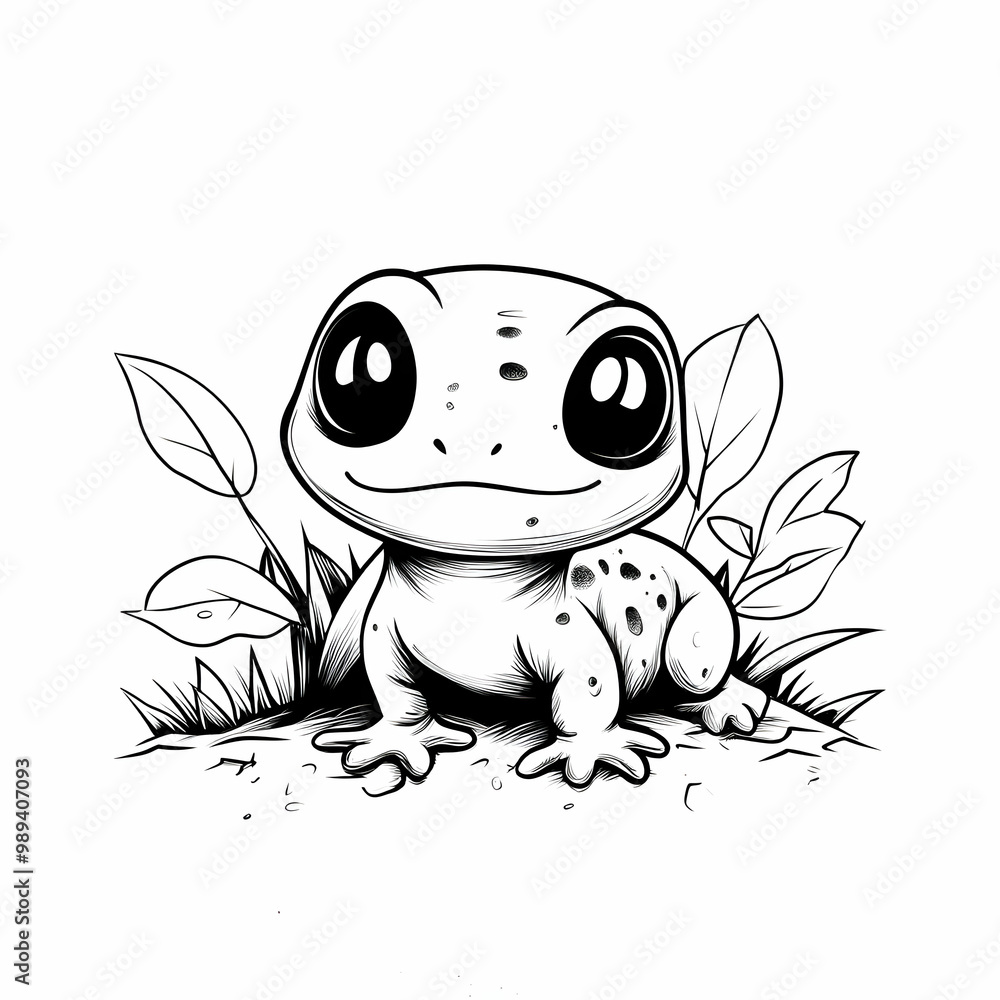 Fototapeta premium Cute Cartoon Gecko Illustration
