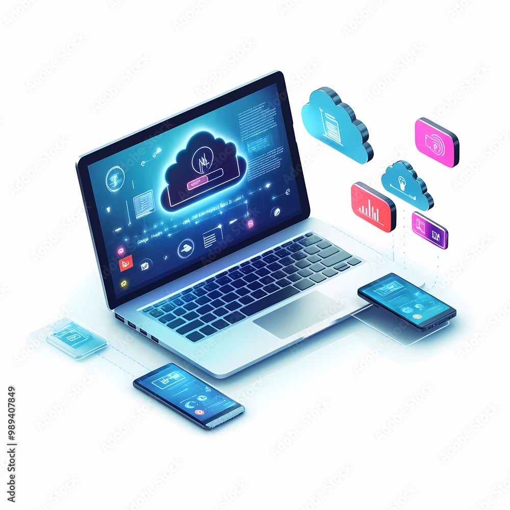 Modern Technology Concept with Laptop and Mobile Devices Modern Technology Concept with Laptop and Mobile Devices