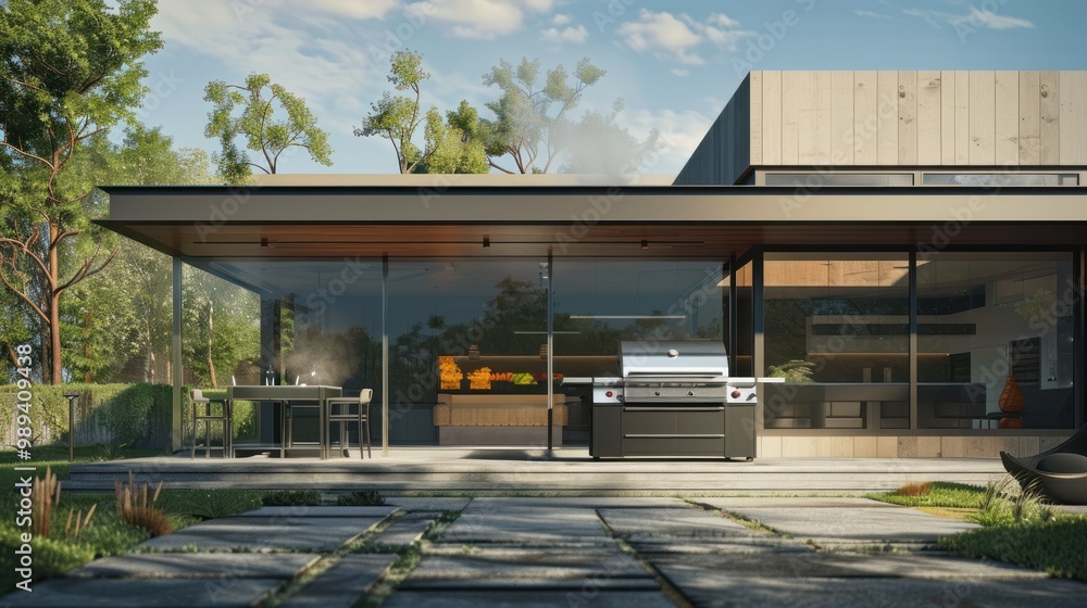 Modern Outdoor Kitchen with Grill Modern Outdoor Kitchen with Grill