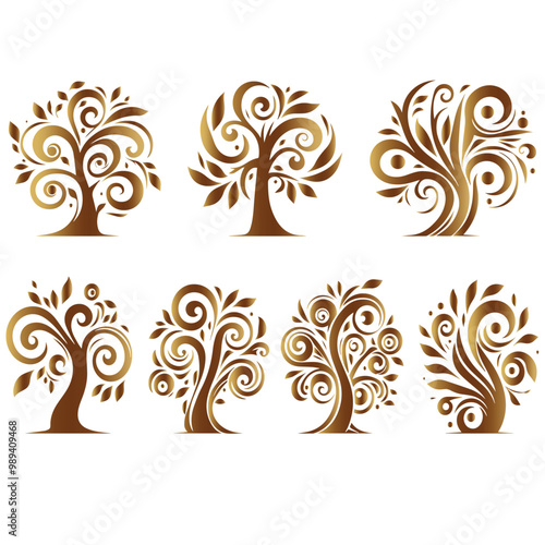 Set Of Stylish Tree Design.