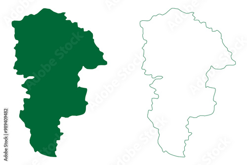 Paschim Medinipur district (West Bengal State, Republic of India) map vector illustration, scribble sketch West Midnapore map photo