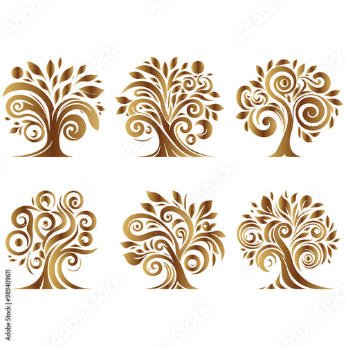 Set Of Stylish Tree Design.