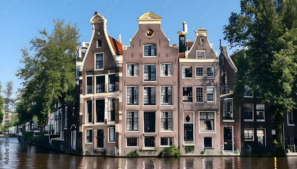 Obraz premium Dutch Canal House with Gabled Roof