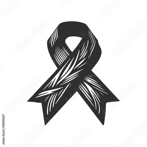 Black Awareness Ribbon Illustration