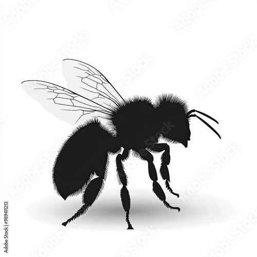 Honey Bee Silhouette, Illus...