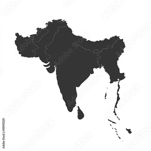 India Map Silhouette, Illus...