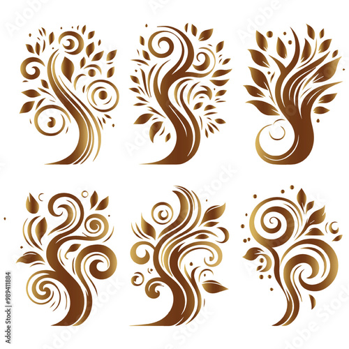 Set Of Stylish Tree Design.