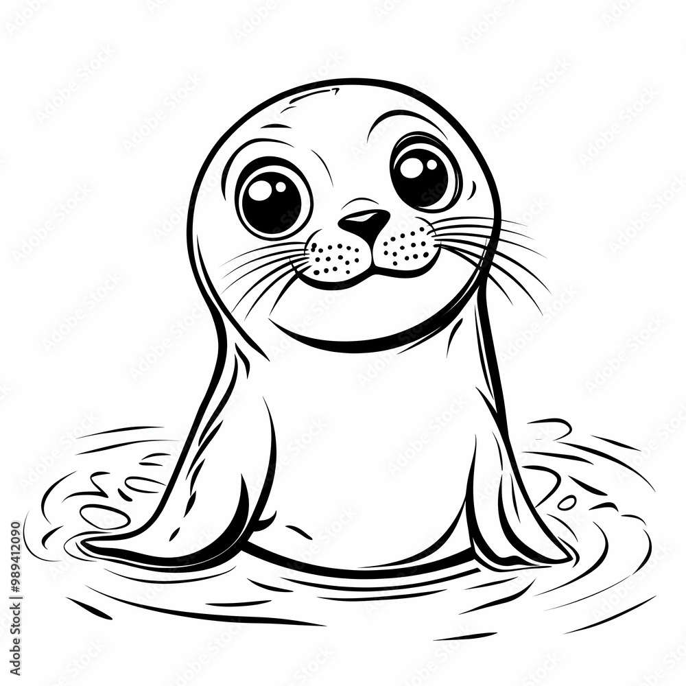 Obraz premium Cute Seal Illustration with Big Eyes
