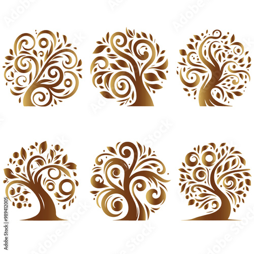 Set Of Stylish Tree Design.