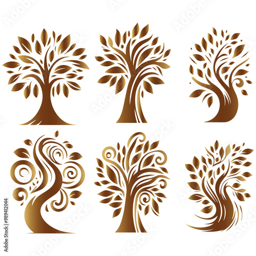 Set Of Stylish Tree Design.