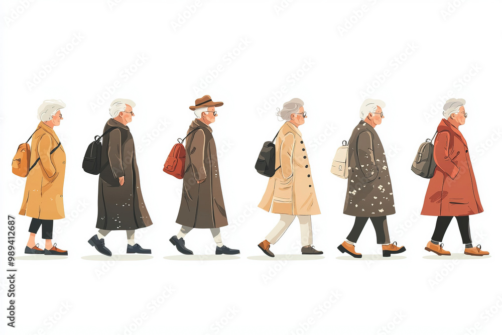 Fototapeta premium Older People On White Background