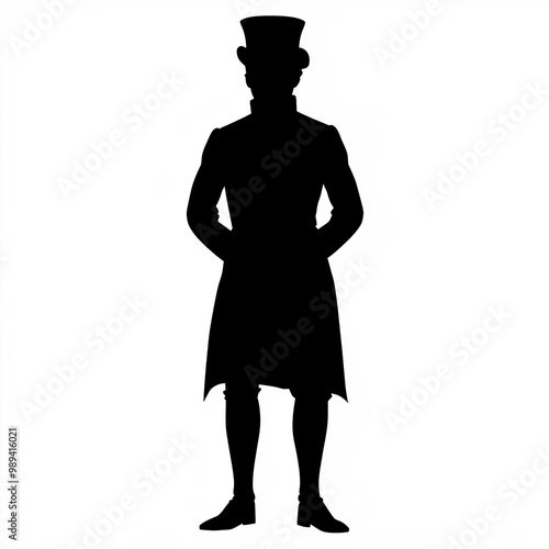 Victorian Man Silhouette, Illustration Isolated On White Background