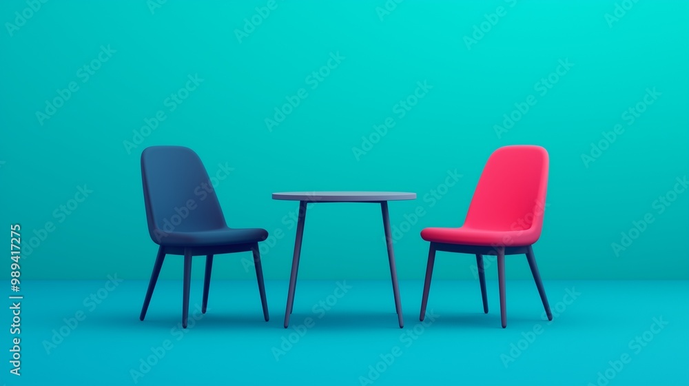 Stylish chairs in vibrant colors set against a bright background, perfect for modern interior design and furniture showcases. Stylish chairs in vibrant colors set against a bright background, perfect for modern interior design and furniture showcases.