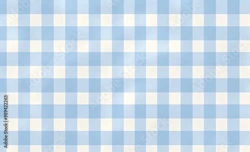 Pastel Blue and Beige Gingham Fabric Texture